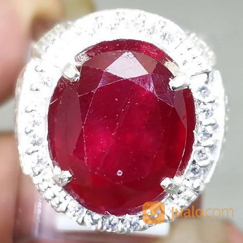 Cincin Batu Permata Ruby Merah Darah Kating Ring Perak Asli