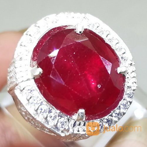 Cincin Batu Permata Ruby Merah Darah Kating Ring Perak Asli