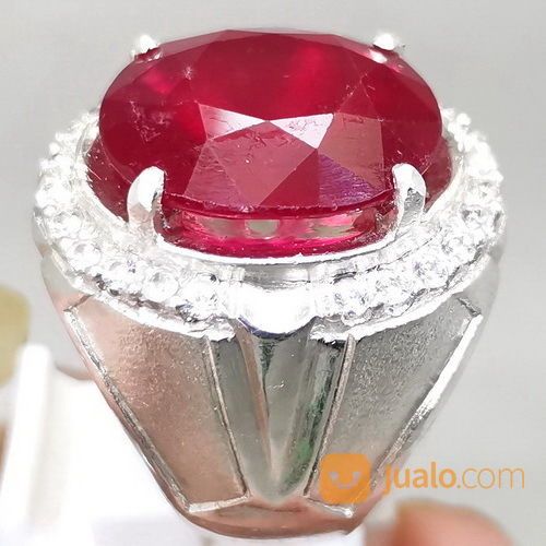 Cincin Batu Ruby Merah Cutting Besar Ring Perak Asli
