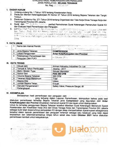Kepengurusan Surat Izin Layak Operasi Izin Alat Compressor Disnaker