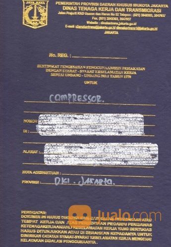 Kepengurusan Surat Izin Layak Operasi Izin Alat Compressor Disnaker