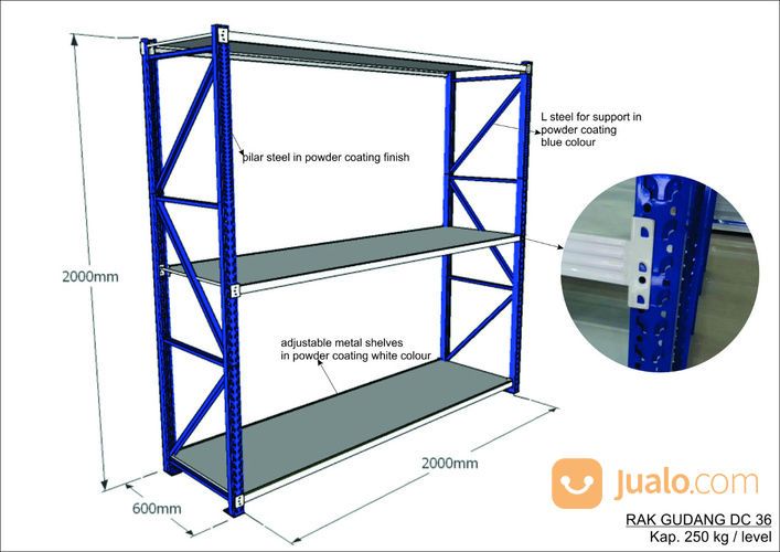 RAK GUDANG TINGGI 2 METER TIPE JOINTER