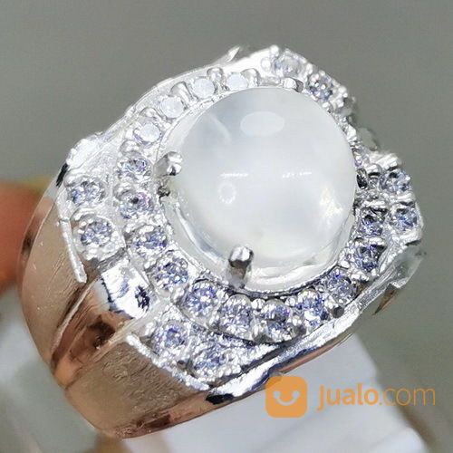 Batu Cincin Natural Biduri Bulan Moonstone Ceylon Ring Perak