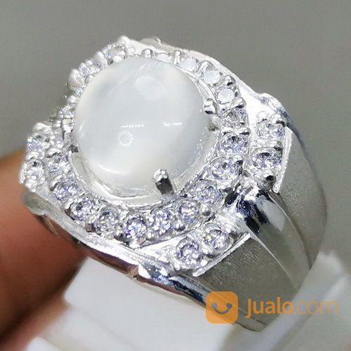 Batu Cincin Natural Biduri Bulan Moonstone Ceylon Ring Perak