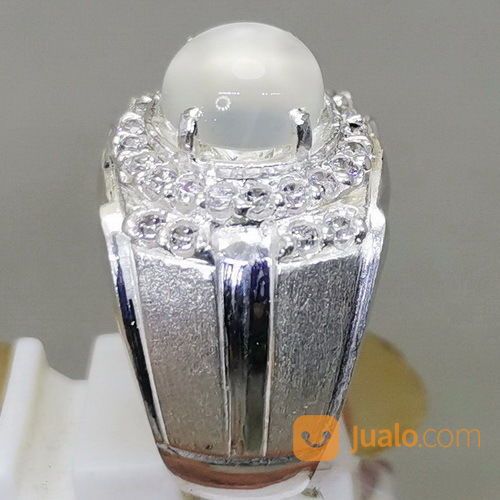 Batu Cincin Natural Biduri Bulan Moonstone Ceylon Ring Perak