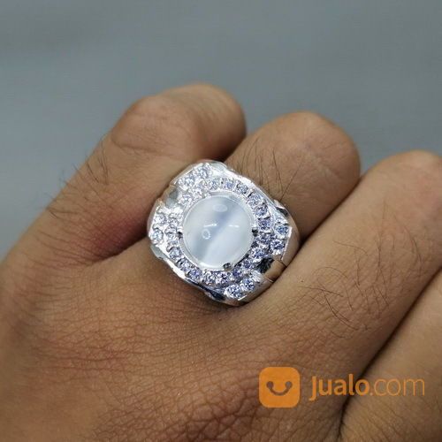 Batu Cincin Natural Biduri Bulan Moonstone Ceylon Ring Perak