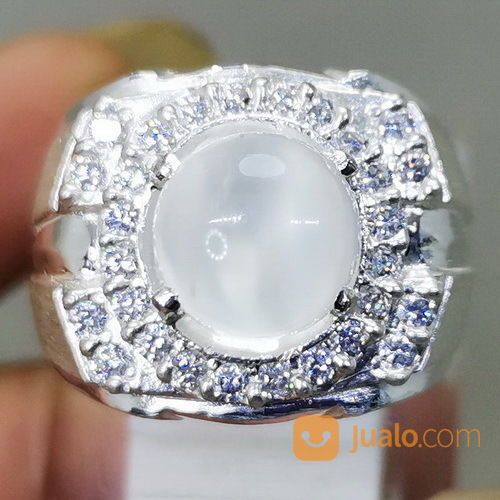 Batu Cincin Natural Biduri Bulan Moonstone Ceylon Ring Perak
