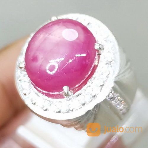 Batu Cincin Ruby Merah Muda Ring Perak Asli