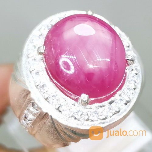Batu Cincin Ruby Merah Muda Ring Perak Asli