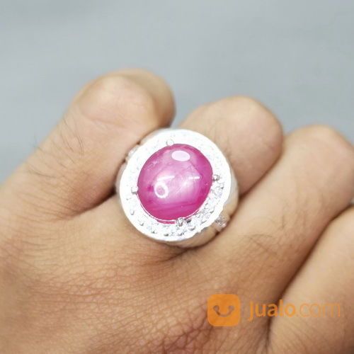 Batu Cincin Ruby Merah Muda Ring Perak Asli