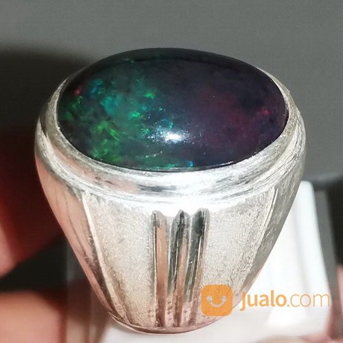 Cincin Batu Black Opal Asli Ring Perak