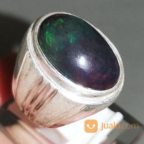 Cincin Batu Black Opal Asli Ring Perak