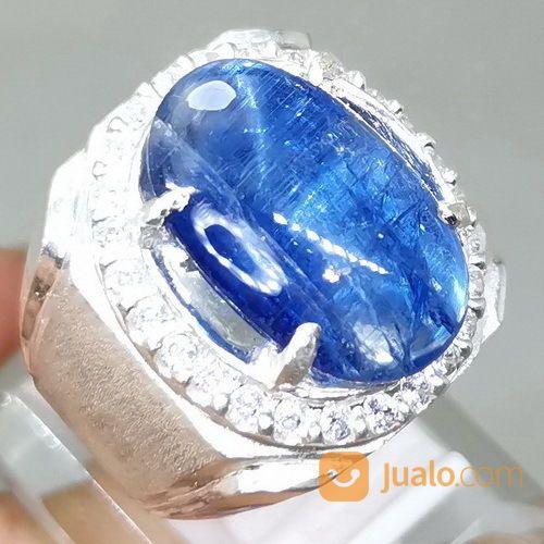 Batu Permata Cincin Blue Kyanite Ring Perak Asli