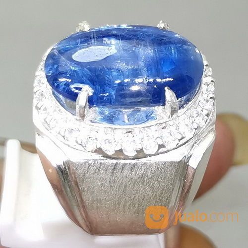 Batu Permata Cincin Blue Kyanite Ring Perak Asli