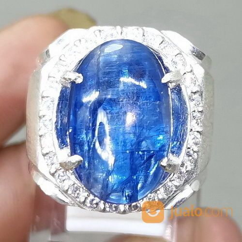 Batu Permata Cincin Blue Kyanite Ring Perak Asli