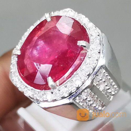 Cincin Batu Natural Ruby Merah Delima Asli
