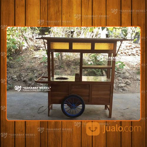 Gerobak Usaha / Rombong Gorengan Penutup Atas Kayu Jati Free Ongkir