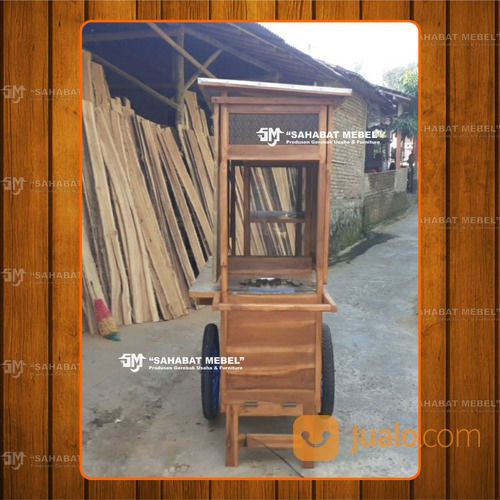Gerobak Usaha / Rombong Gorengan Penutup Atas Kayu Jati Free Ongkir