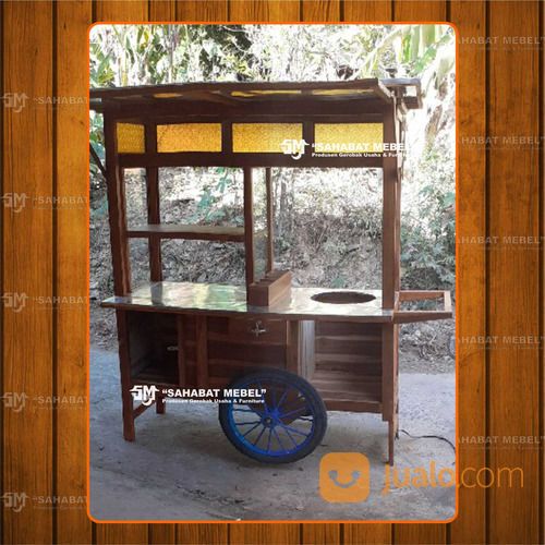 Gerobak Usaha / Rombong Gorengan Penutup Atas Kayu Jati Free Ongkir