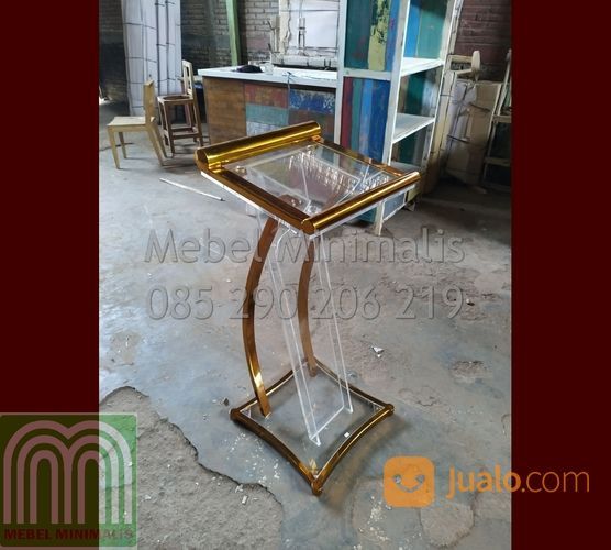 Mimbar Kecil Gereja Produk Terlaris Modern Mewah Kombinasi Stainless Gold Dan Akrilik Atau Acrylic
