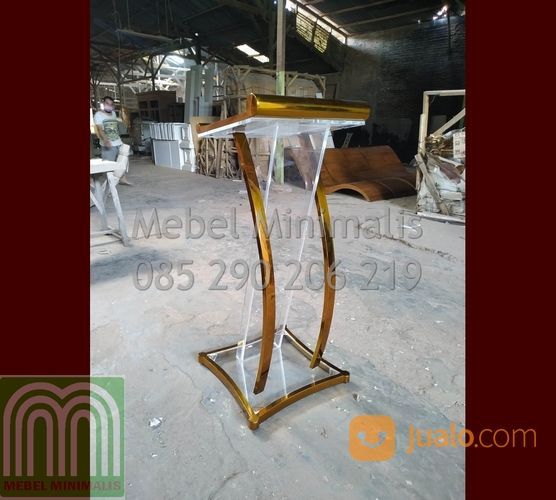 Mimbar Kecil Gereja Produk Terlaris Modern Mewah Kombinasi Stainless Gold Dan Akrilik Atau Acrylic