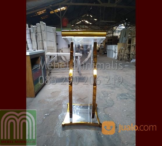 Mimbar Kecil Gereja Produk Terlaris Modern Mewah Kombinasi Stainless Gold Dan Akrilik Atau Acrylic