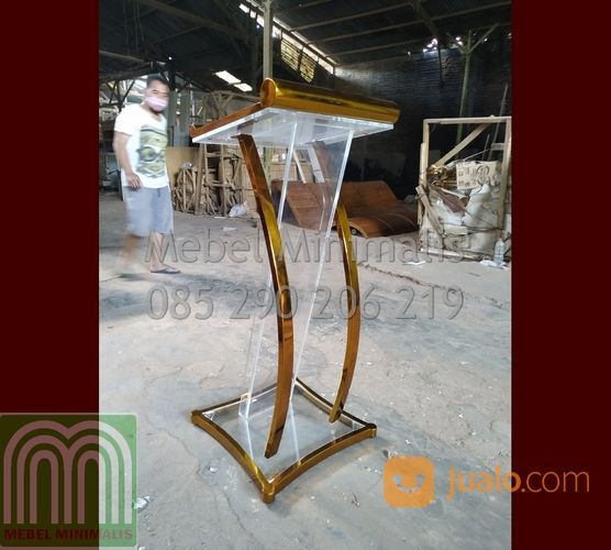 Mimbar Kecil Gereja Produk Terlaris Modern Mewah Kombinasi Stainless Gold Dan Akrilik Atau Acrylic