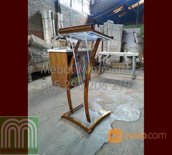 Mimbar Kecil Gereja Produk Terlaris Modern Mewah Kombinasi Stainless Gold Dan Akrilik Atau Acrylic