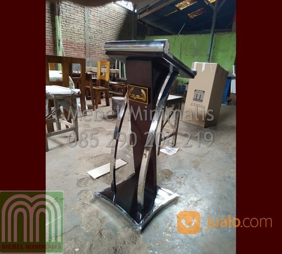 Mimbar Masjid Minimalis Sederhana Promo Terbaru Kami Model Podium Stainless Kayu Jati Brown Solid