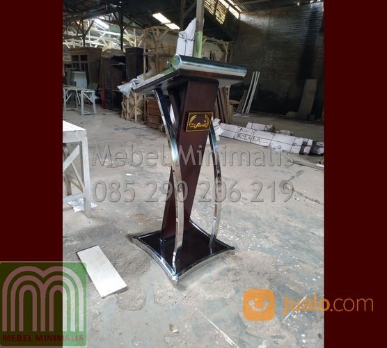 Mimbar Masjid Minimalis Sederhana Promo Terbaru Kami Model Podium Stainless Kayu Jati Brown Solid