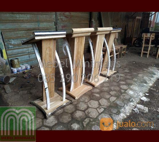 Mimbar Masjid Minimalis Sederhana Promo Terbaru Kami Model Podium Stainless Kayu Jati Brown Solid