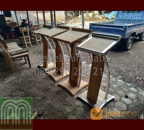 Mimbar Masjid Minimalis Sederhana Promo Terbaru Kami Model Podium Stainless Kayu Jati Brown Solid