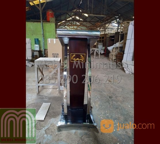 Mimbar Masjid Minimalis Sederhana Promo Terbaru Kami Model Podium Stainless Kayu Jati Brown Solid