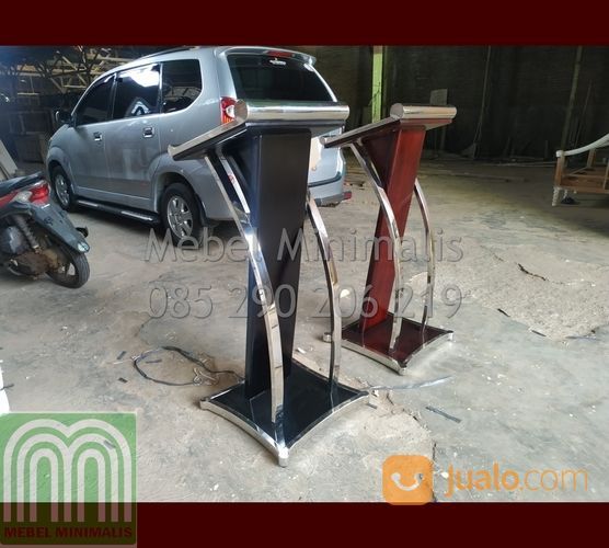 Podium Minimalis Stainless Steel / Mimbar Stainless Gold Modern Harga Murah Jati Maupun Akrilik