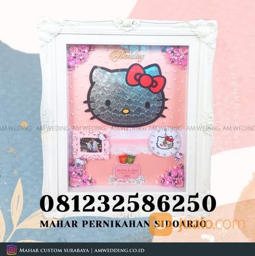 Hiasan Pigura Mahar Pernikahan Bentuk Hellow Kitty
