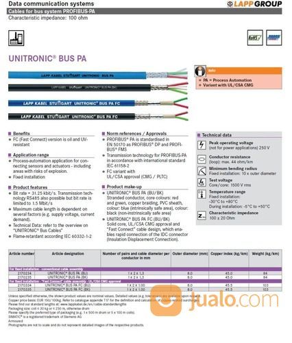 UNITRONIC Profibus PA Cable 1x2x1.3 LAPP Kabel PN 2170234