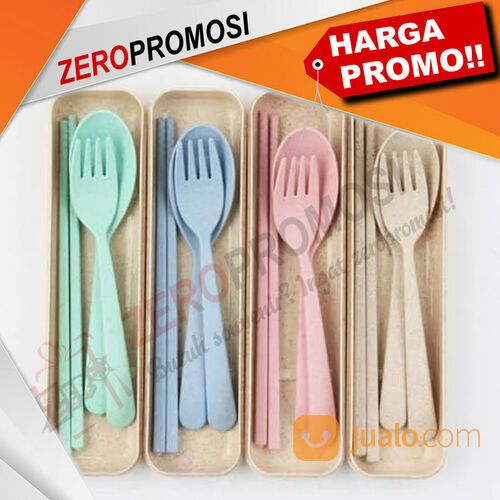 Souvenir Set Alat Makan Portable Plastik Custom Logo Murah