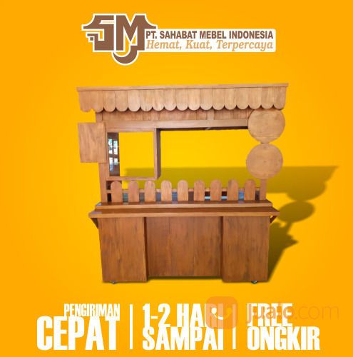 Stand Makanan & Minuman Kekinian Booth Portable 1 Kayu Jati