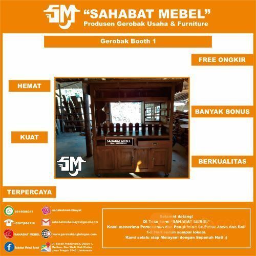 Stand Makanan & Minuman Kekinian Booth Portable 1 Kayu Jati