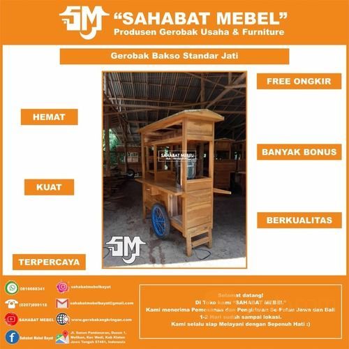Gerobak Bakso / Rombong Bakso Paket Standart Kayu Jati