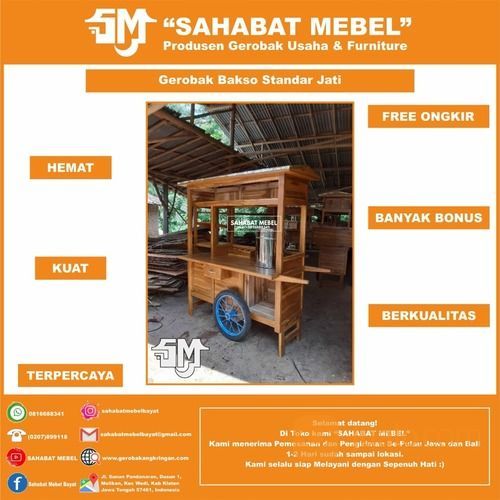 Gerobak Bakso / Rombong Bakso Paket Standart Kayu Jati