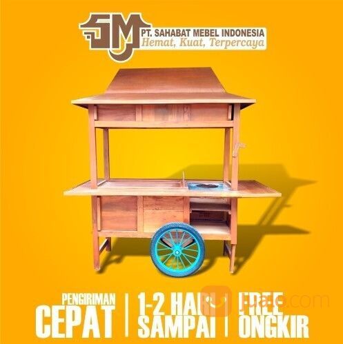 Gerobak Angkringan Joglo / Rombong Angkringan Joglo Paket Standart Kayu Jati