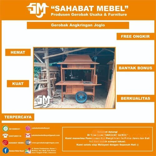Gerobak Angkringan Joglo / Rombong Angkringan Joglo Paket Standart Kayu Jati