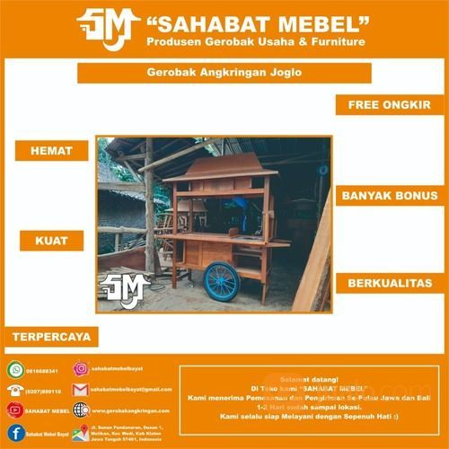 Gerobak Angkringan Joglo / Rombong Angkringan Joglo Paket Standart Kayu Jati