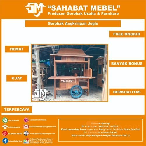 Gerobak Angkringan Joglo / Rombong Angkringan Joglo Paket Standart Kayu Jati