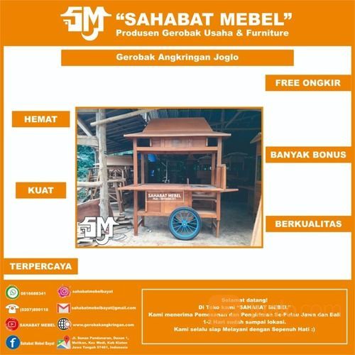 Gerobak Angkringan Joglo / Rombong Angkringan Joglo Paket Standart Kayu Jati