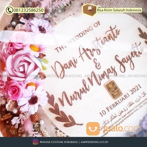 Mahar Pernikahan Frame Bentuk Bulat Bunga