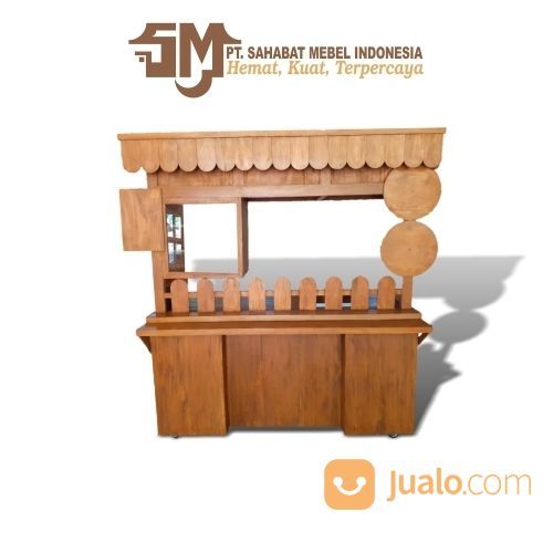 Gerobak Usaha Kuliner / Stand Makanan Minuman Kekinian / Booth Portable 1 Jati