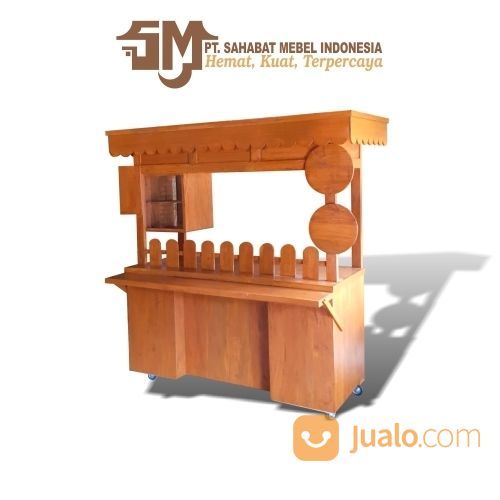 Gerobak Usaha Kuliner / Stand Makanan Minuman Kekinian / Booth Portable 1 Jati
