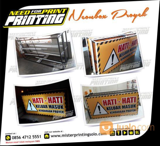 Pusat Cetak Neon Box Proyek Papan Nama Akrilik Sticker Kontraktor Murah Di Solo
